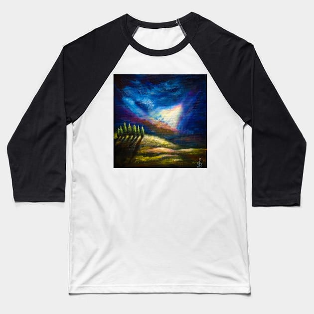 Dramatic sky Tuscany landscape Baseball T-Shirt by redwitchart